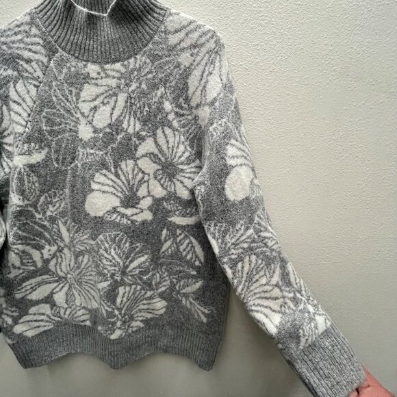 Liz Claiborne Mock Neck Long Sleeve Floral Sweater Size Large - Picture 5 of 9